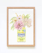 Iconic Australian Lemon soft drink with native floral framed art print