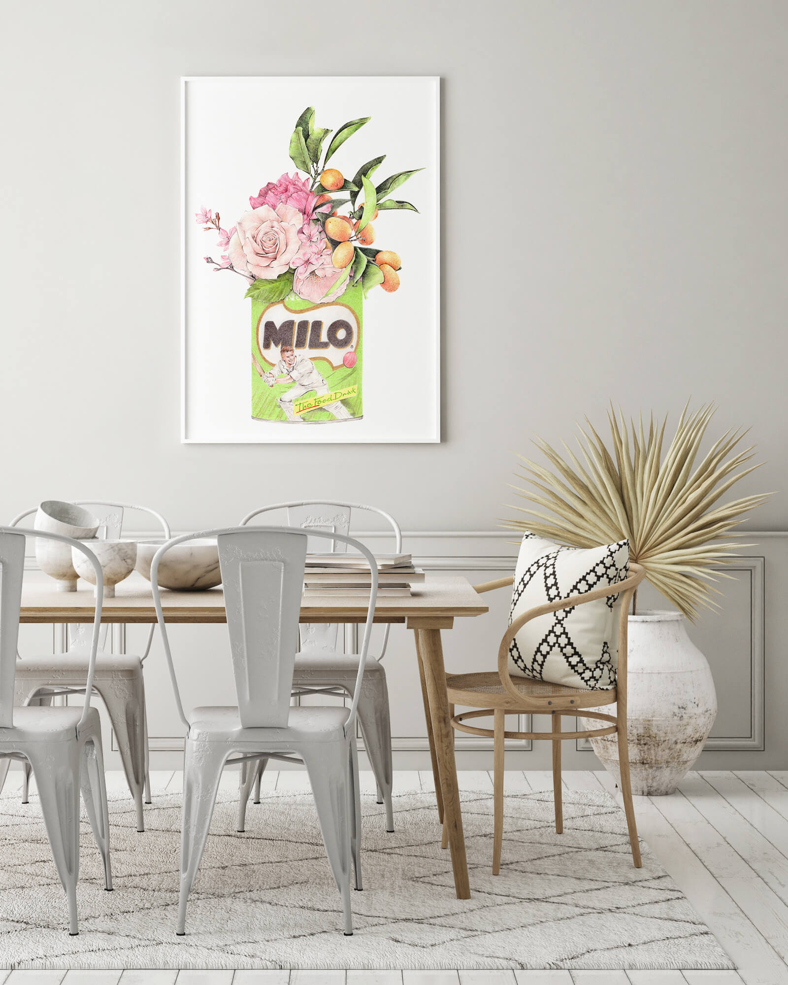 Milo with florals kitchen art print