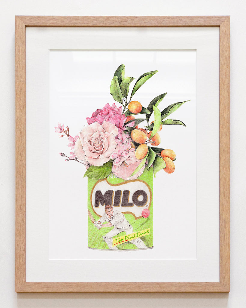 Australian Art Print featuring Milo and florals