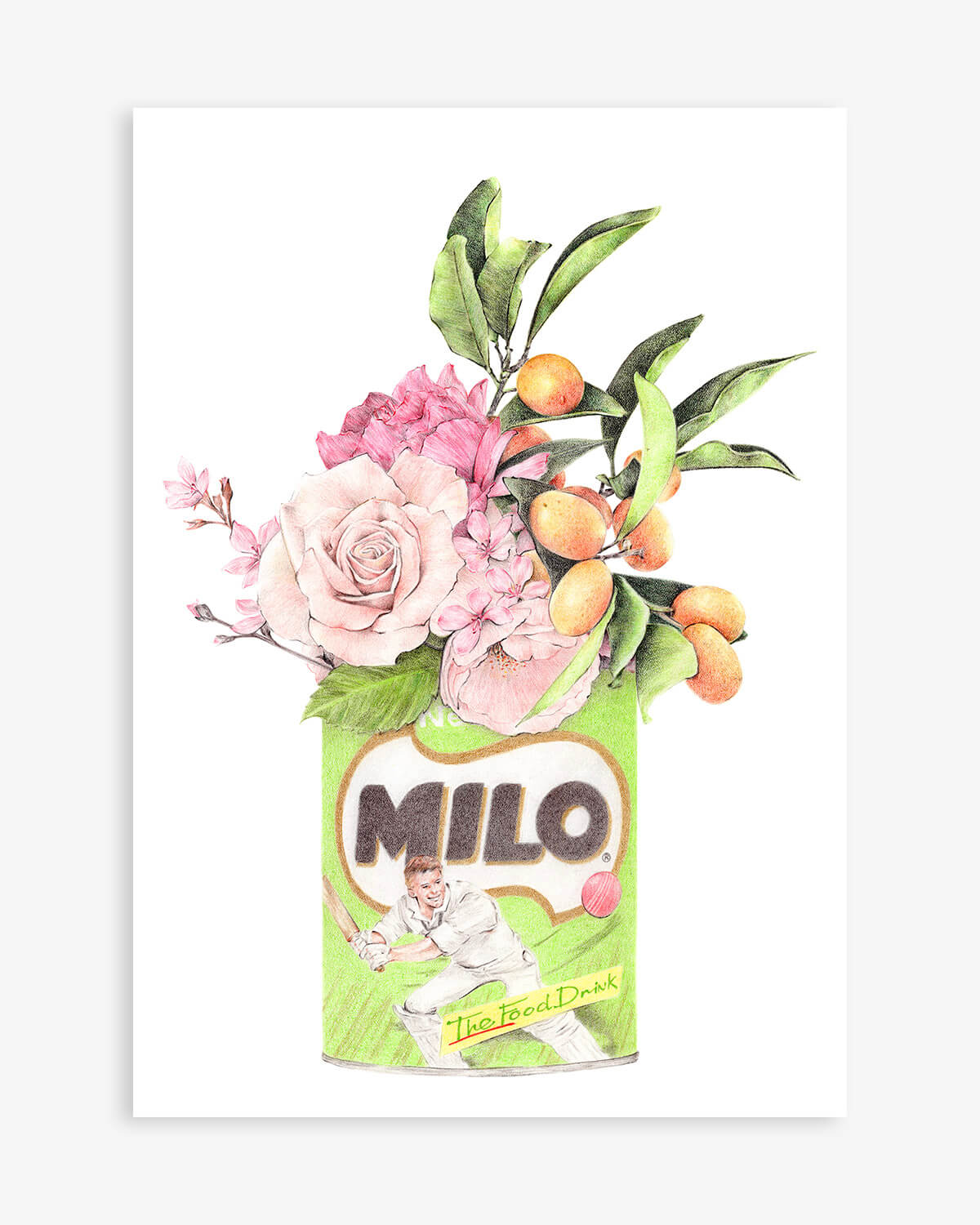 Milo with florals wall art print