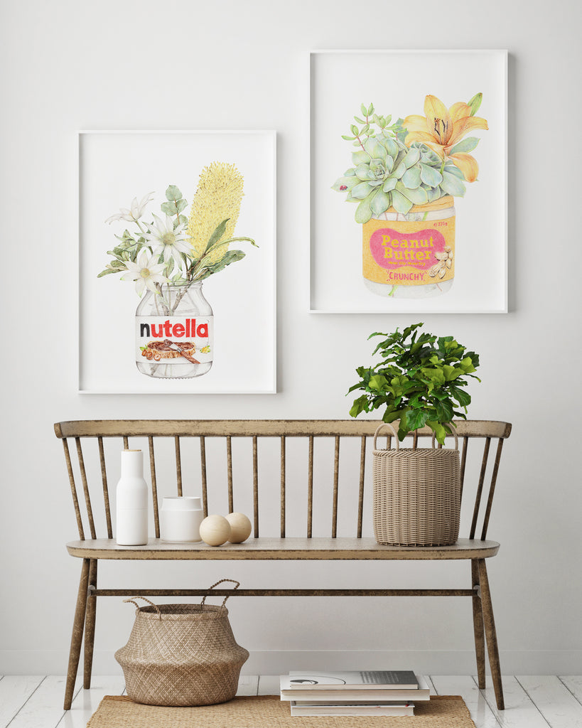 Botanical art prints featuring Nutella and Peanut Butter