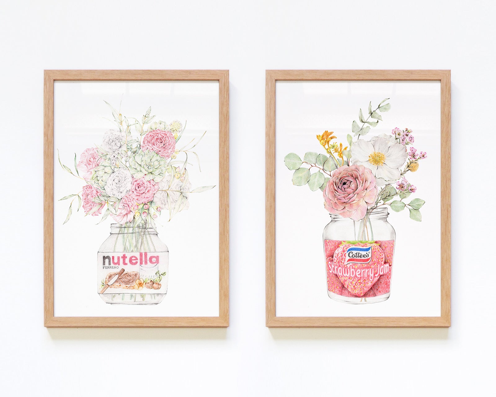 Framed Set Of 2 Art Prints with Nutella and Strawberry Jam