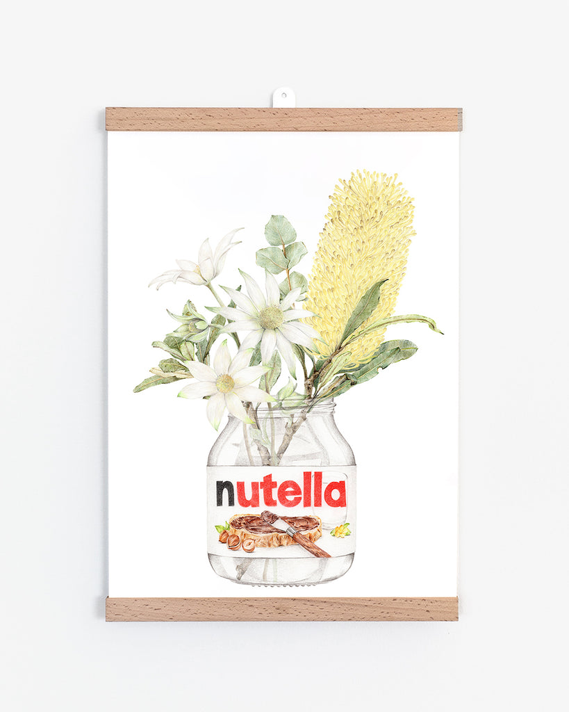 Nutella with native flowers wall art