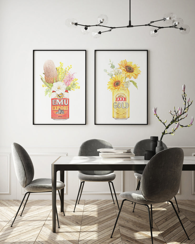 Australian art print featuring iconic beers for dining room