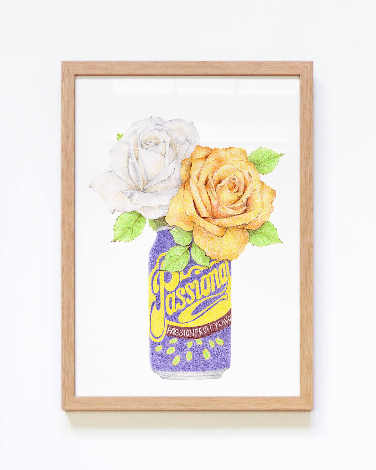 Passiona Soft drink with roses giclee framed art print 