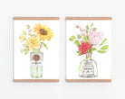 Set of 2 Wall art with spring cocktails and flowers