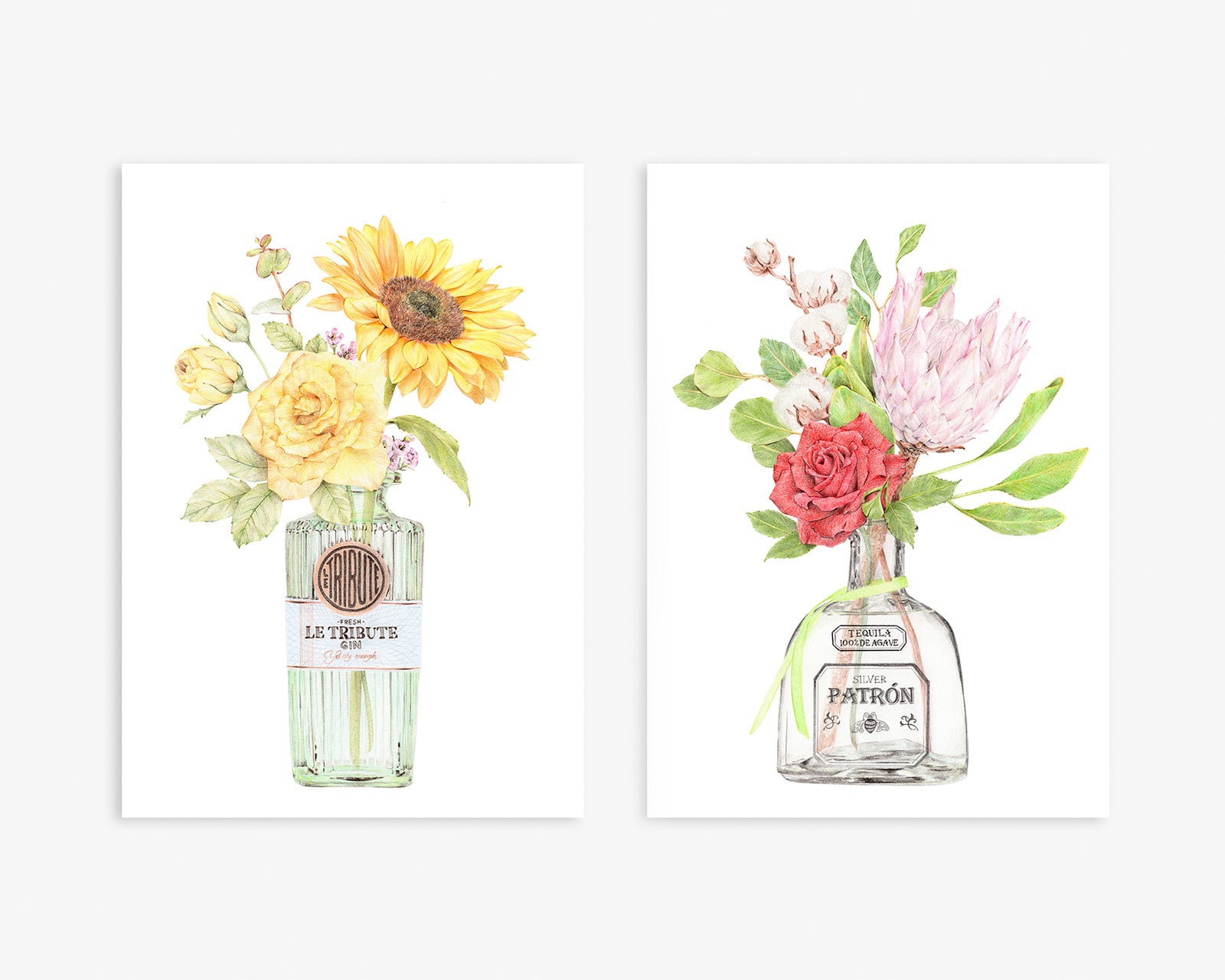 Patron and Le Tribute Cocktail Inspired Art Print Set