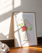 Patron with protea and rose botanical art print