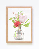 Patron with protea and rose botanical art print