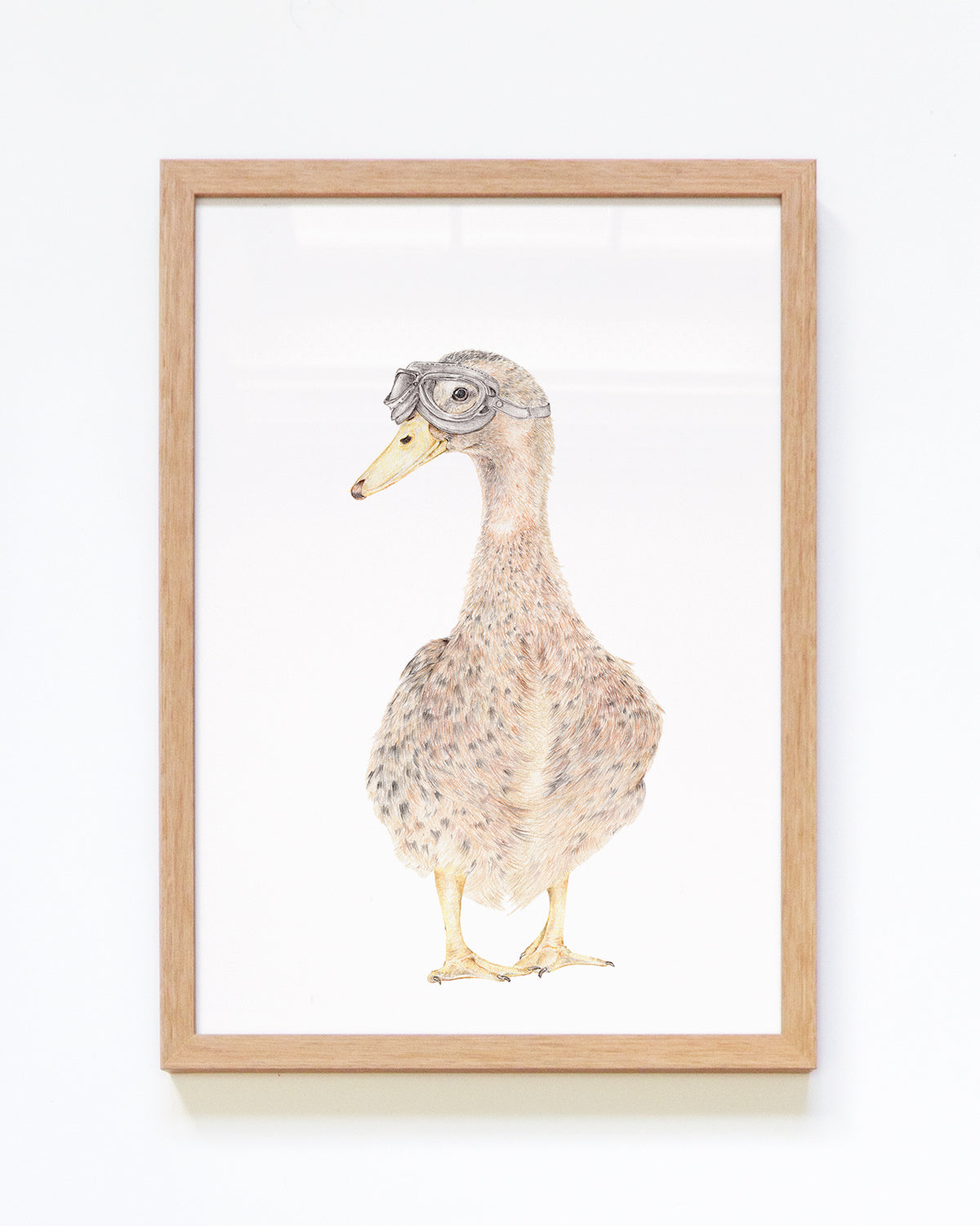 Farmhouse inspired art print featuring a duck with goggles