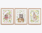 Set of 3 Australian animal framed nursery prints with mat board
