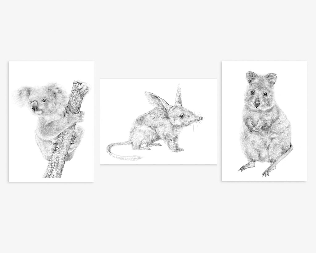 Set of 3 Australian Animal Nursery Wall Art