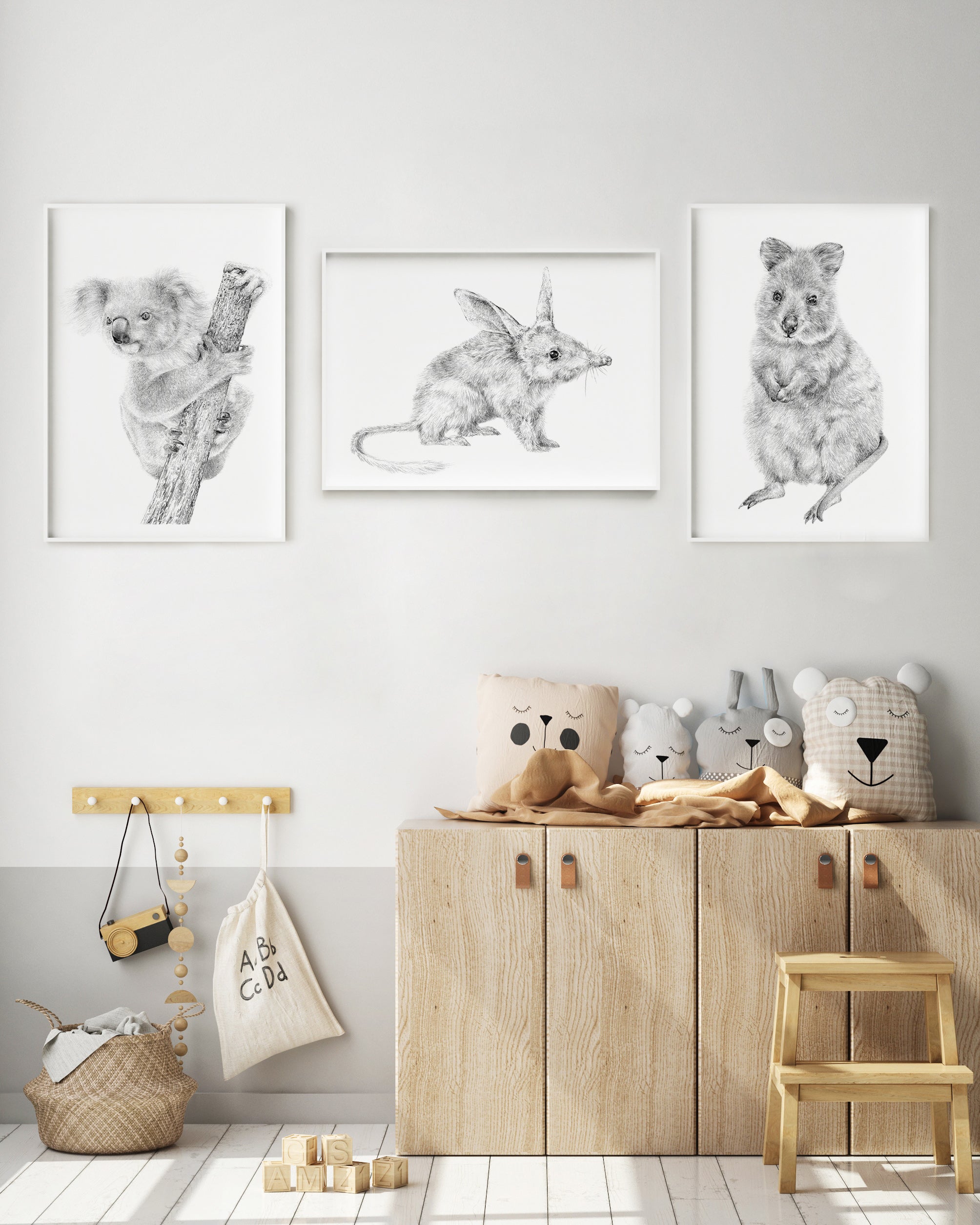 Set of 3 Australian Native Animal Art