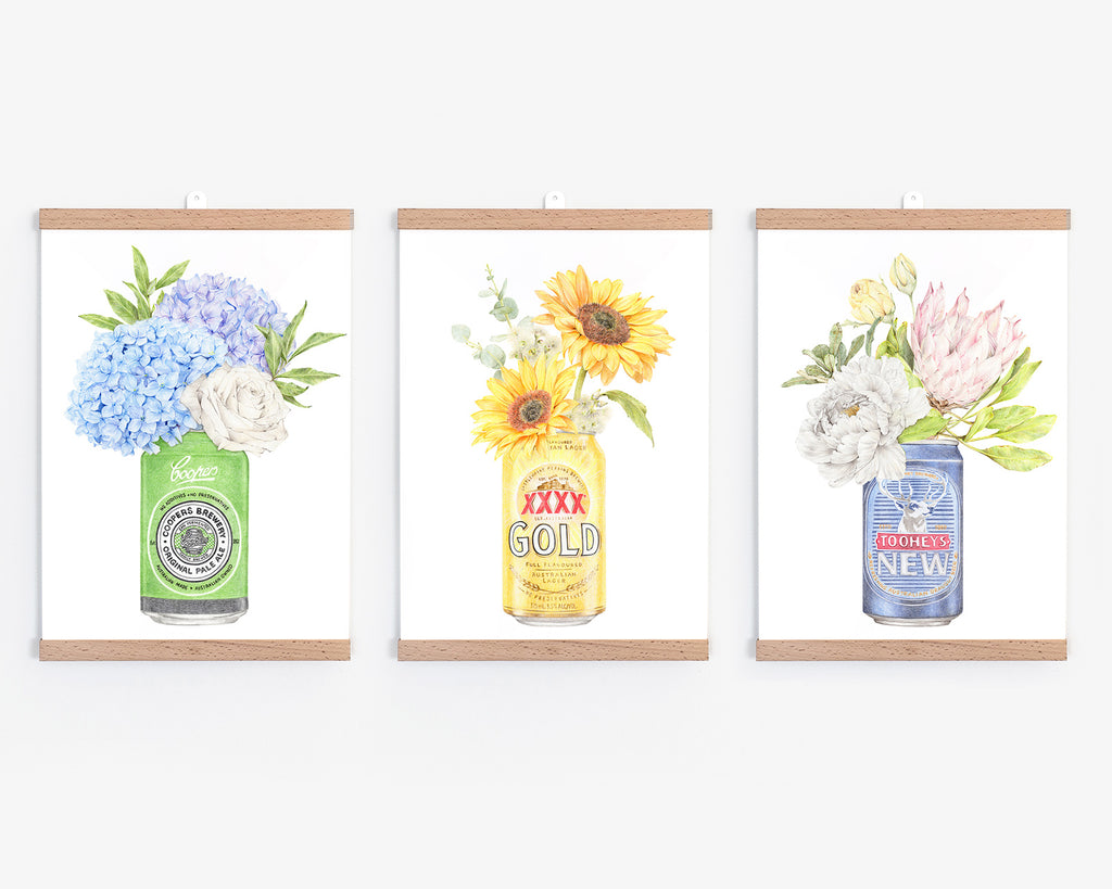 Australian beer wall art with botanicals for the bar