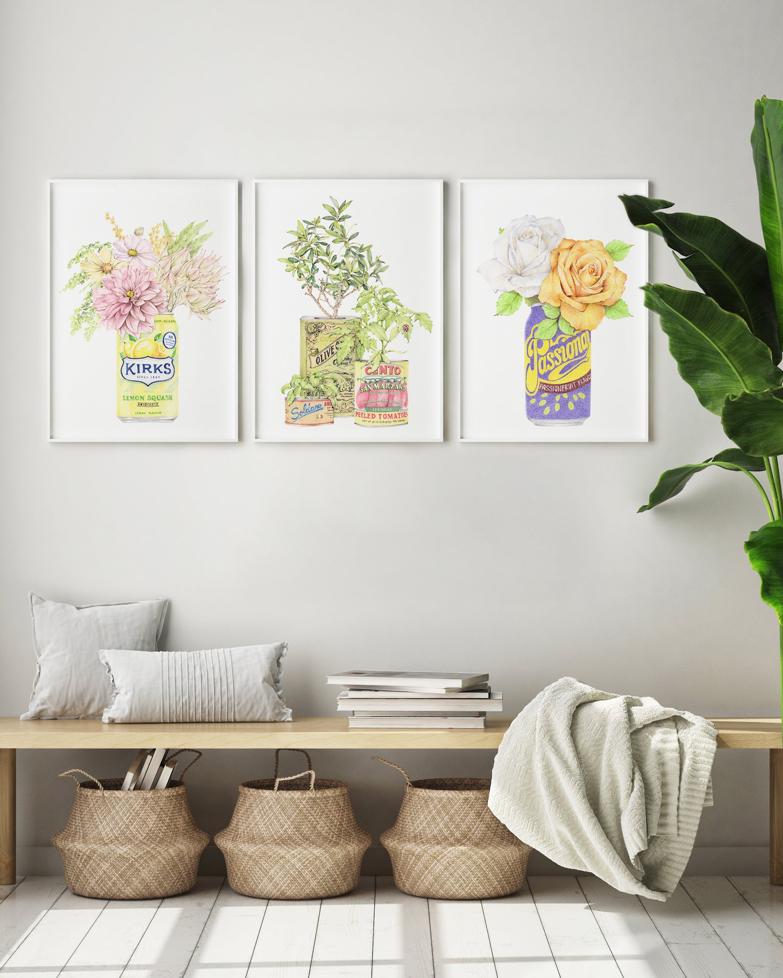 Set of 3 wall art with garden florals