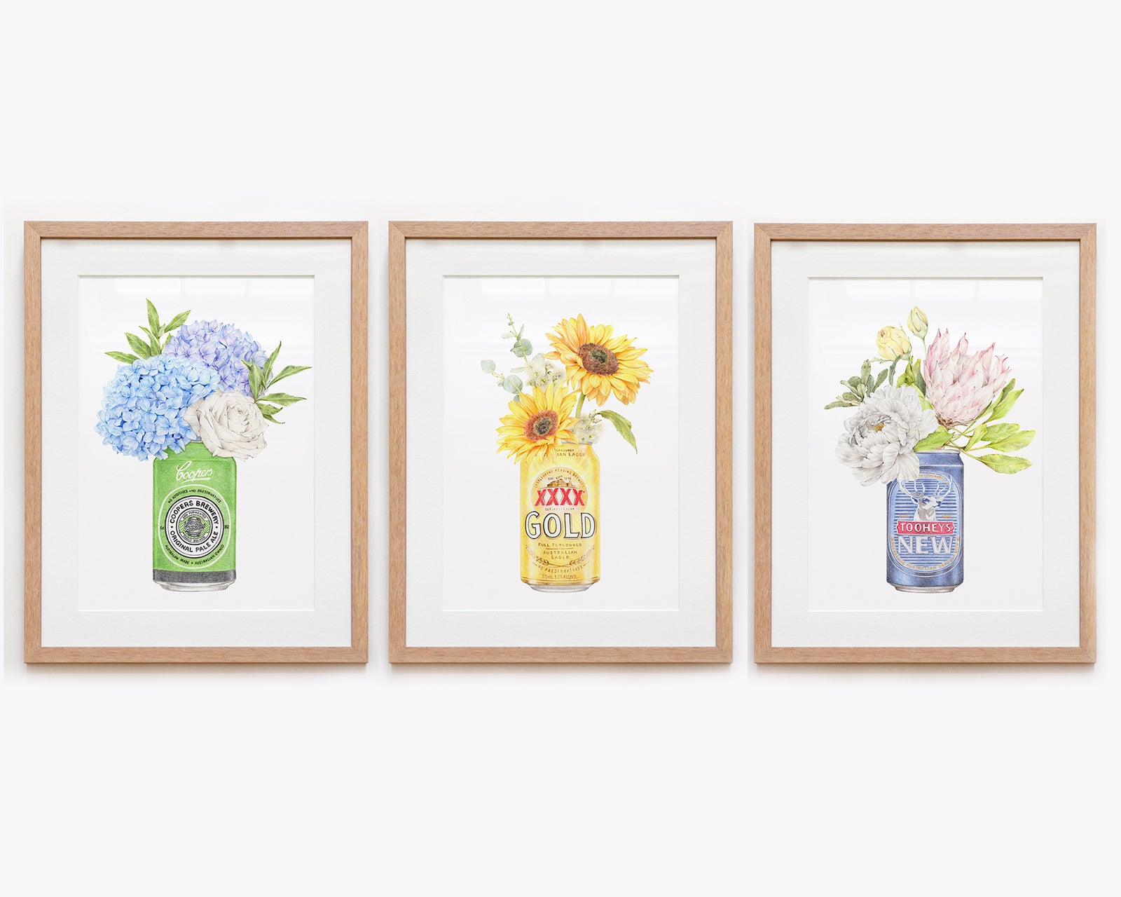 Set of 3 framed beer wall art for Fathers Day
