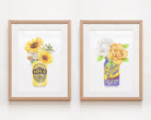 Set of 2 Australian art with sunflowers and roses