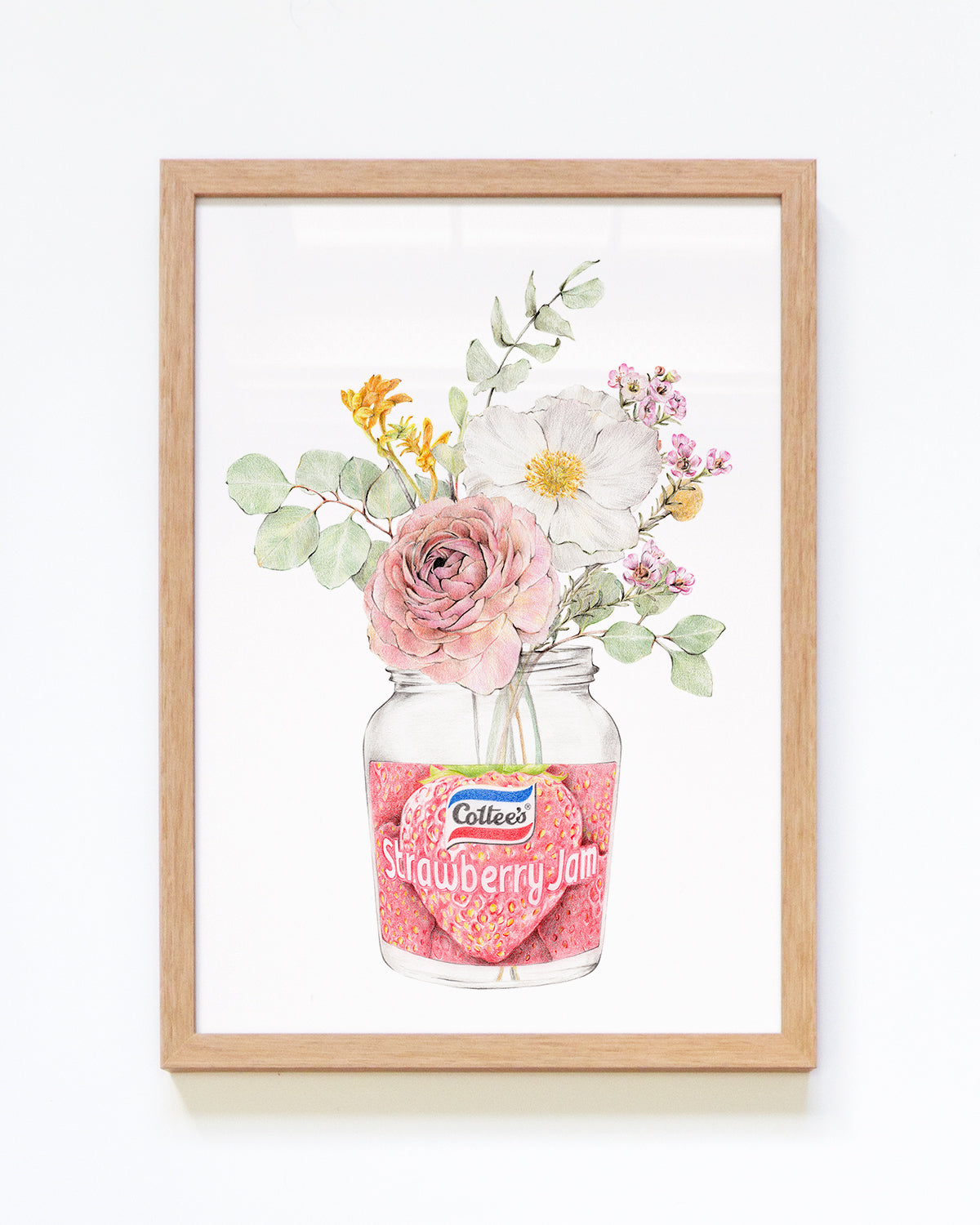 Strawberry Jam and Flowers Framed art print