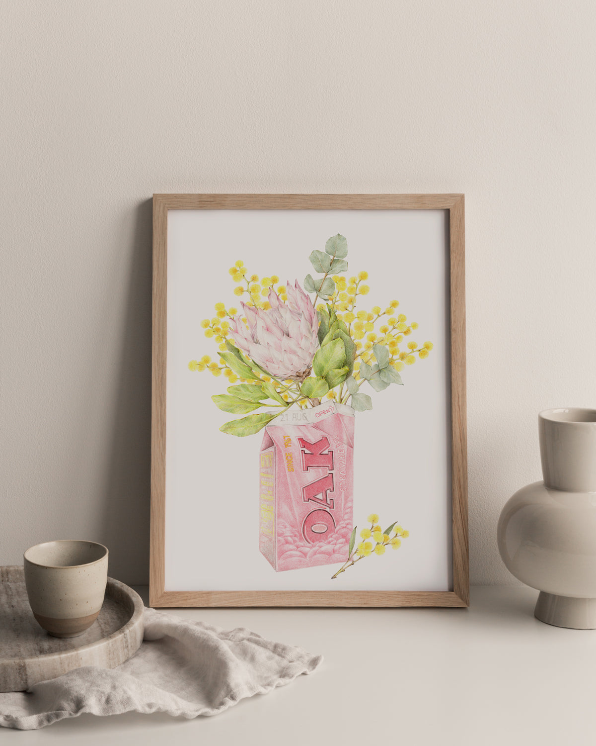 Australian art print featuring king protea and botanicals