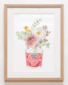 Kitchen wall art featuring strawberry jam and flowers