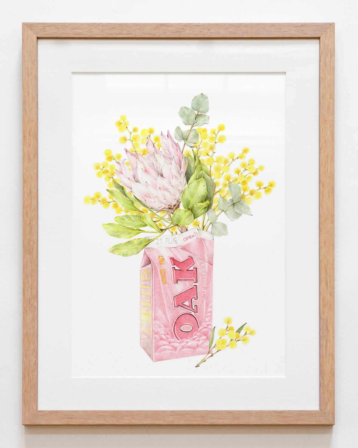 Australian botanical art featuring Oak Strawberry milk