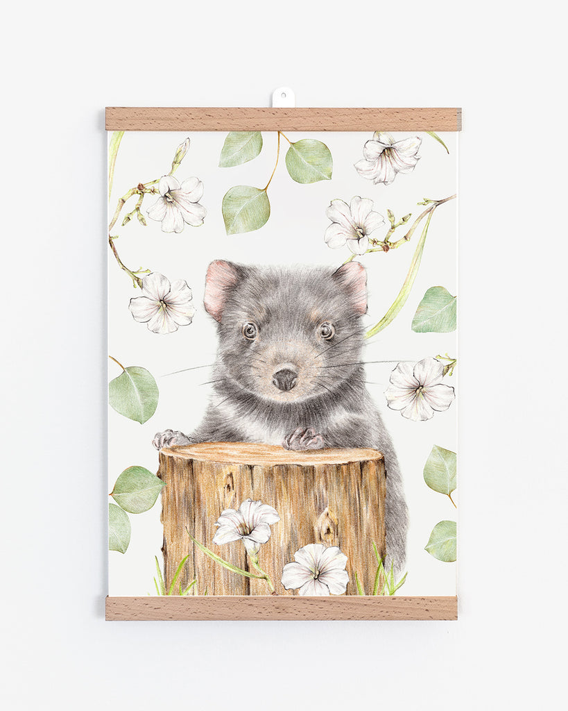 Tasmanian Devil Animal Print For Nursery with Modern Hanger