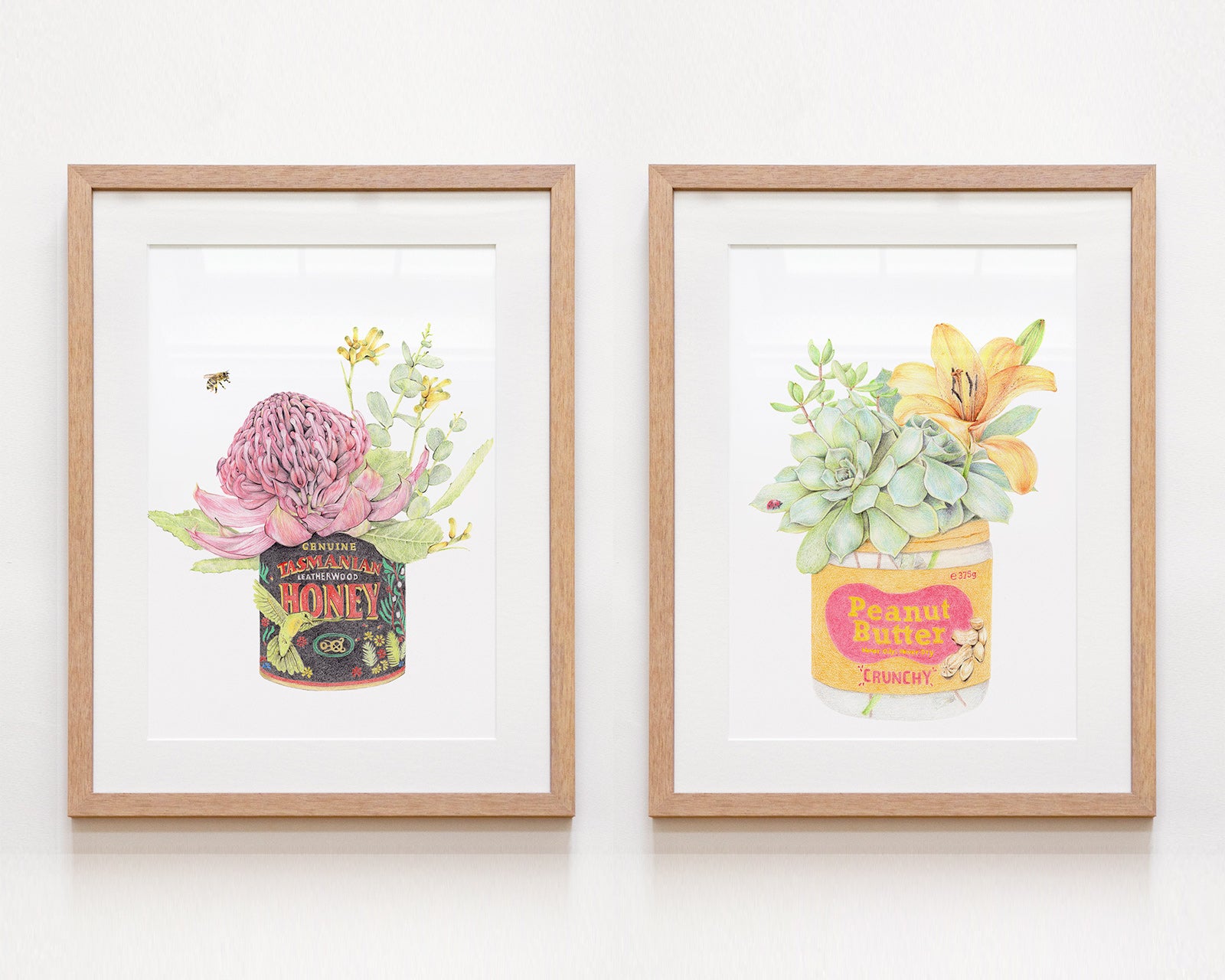 Set of 2 kitchen framed art with Australian themed designs