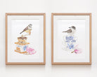 Double-barred finch and butcherbird native bird art set