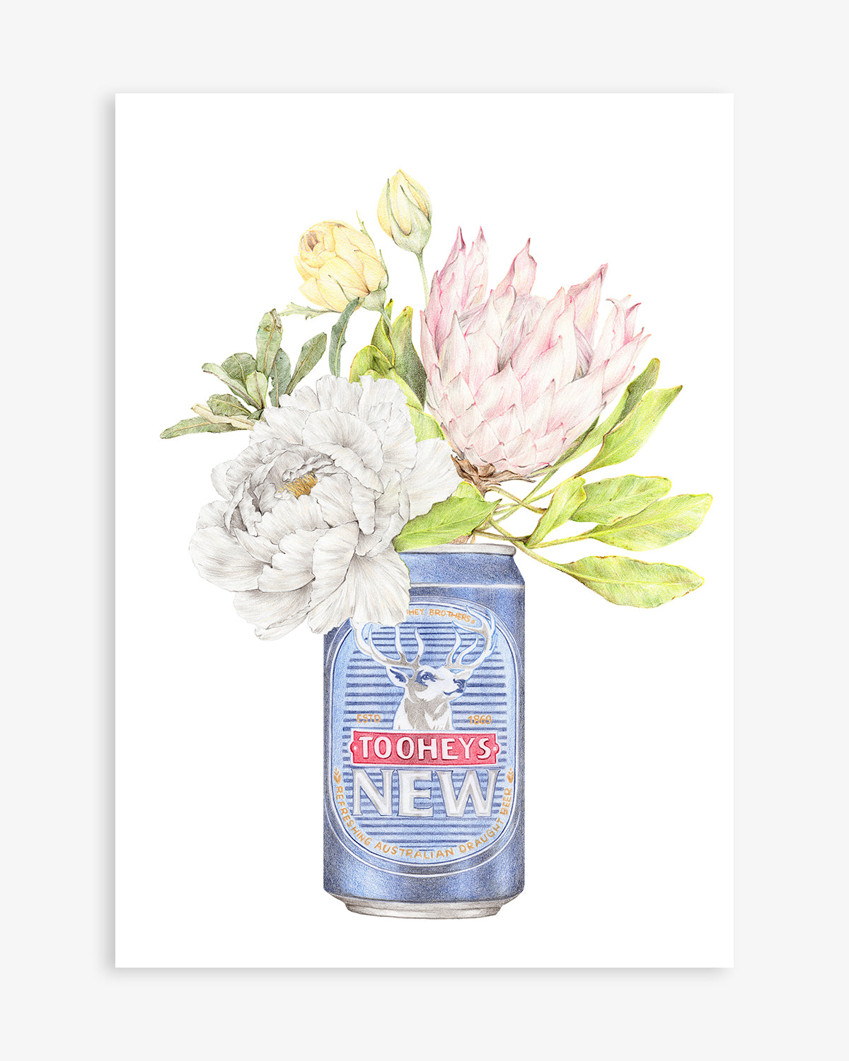 Australian Art Print with Tooheys New and botanicals