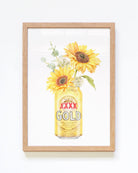 Australian Beer with Sunflowers Giclee Artwork in frame